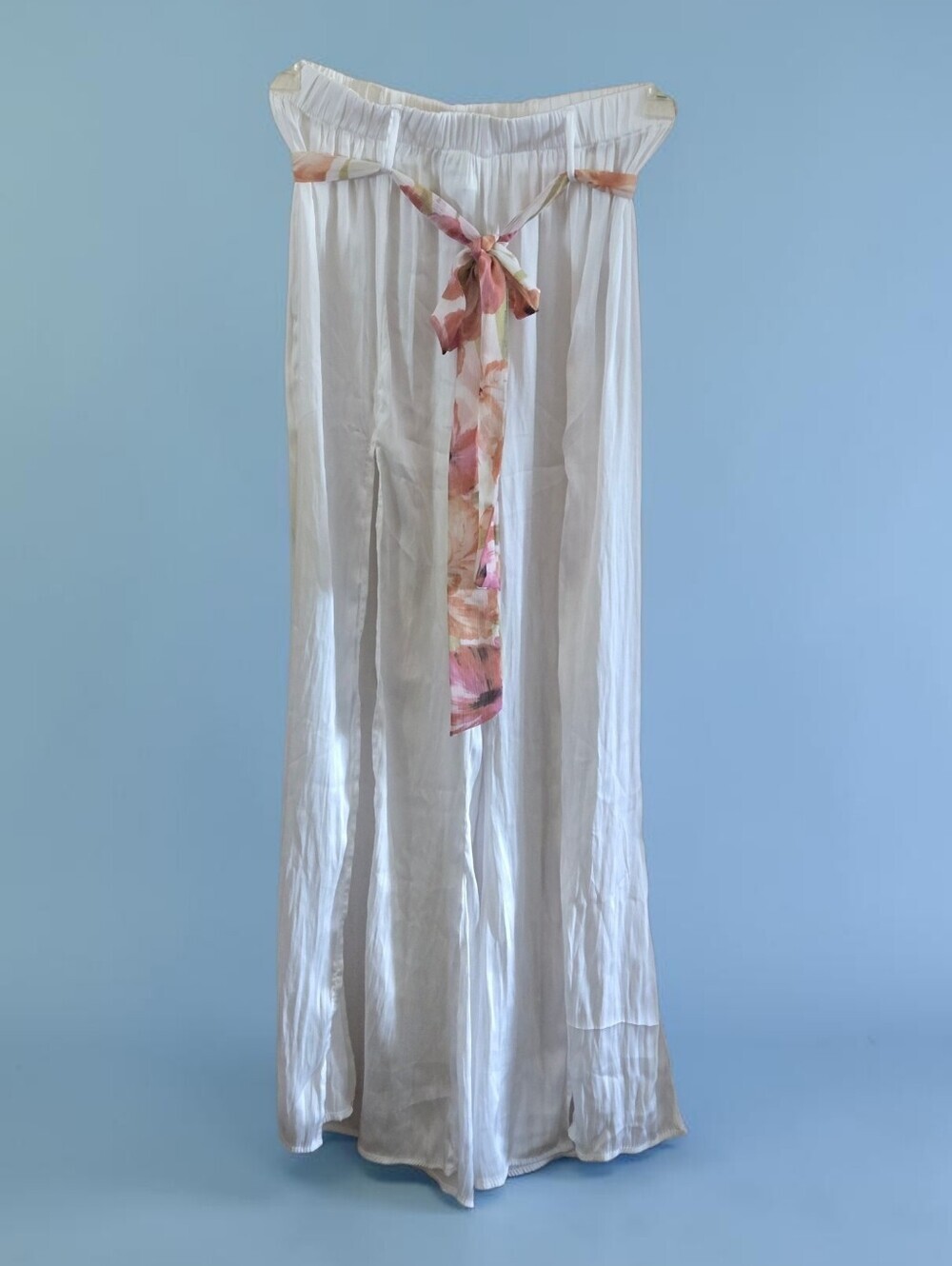 Hello Molly Carefree Hearts White Wide Leg Pants Sz 4 Slit Front High Rise Boho